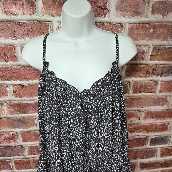 Universal Thread Smocked Midi Sundress XXL Black Cream Ruffle Neck Sleeveless - Picture 2 of 7